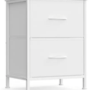 2-Drawer Fabric Nightstand with Steel Frame, 66 lb Top Load Storage Organizer for Bedroom, Cloud White