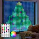 Brightown 400 RGBIC LED Smart Curtain Fairy Lights, 6.6x6.6ft Dynamic Color Changing Christmas String Lights with Remote, IP65 Waterproof Smart Wall Window Lights for Bedroom Living Room Garage