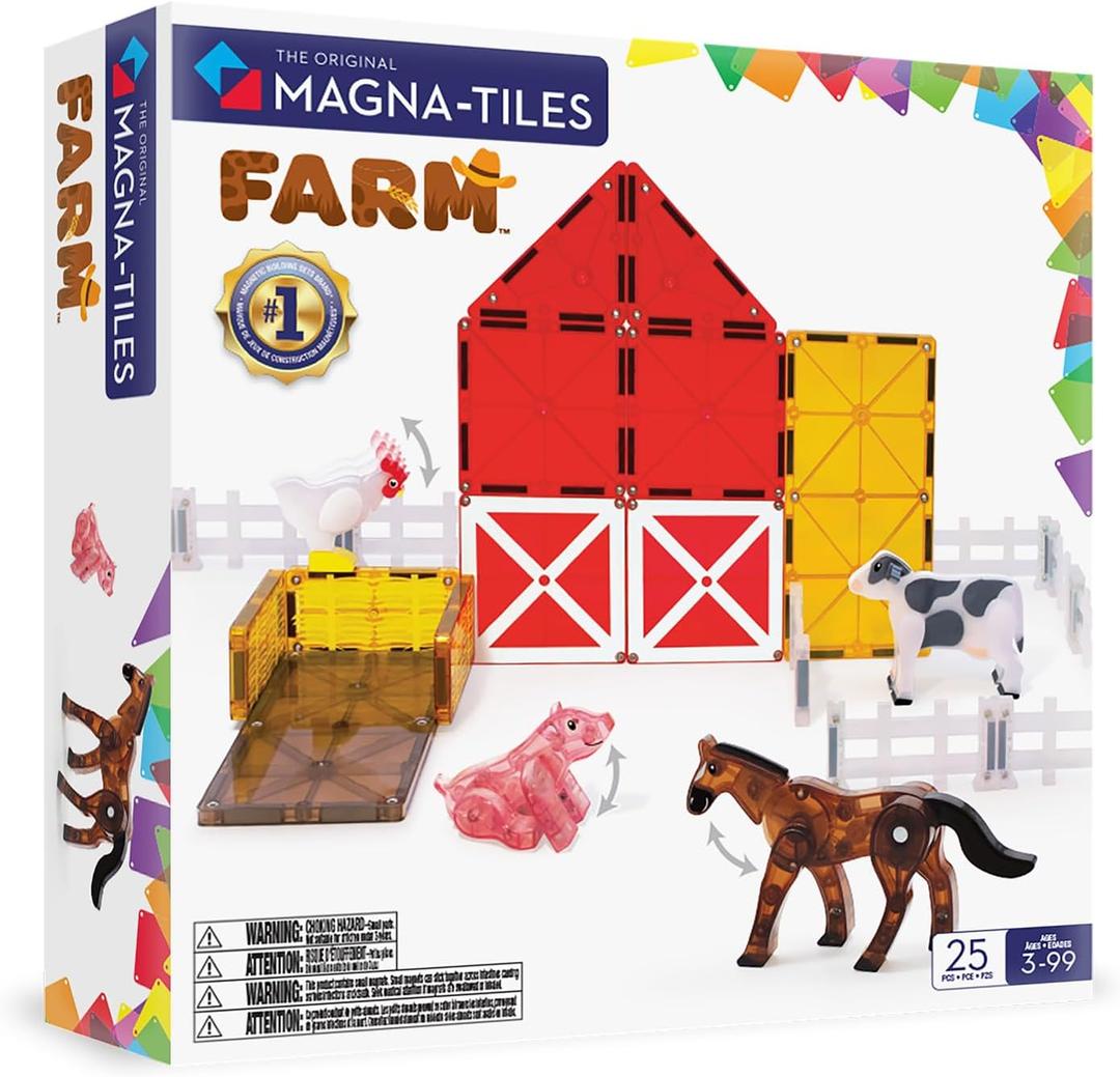 MAGNA-TILES Farm Animals 25-Piece Magnetic Construction Set, The ORIGINAL Magnetic Building Brand