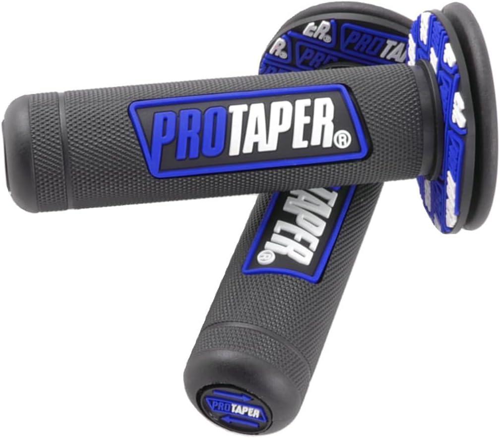 '7/8'' Motorcross Handle Grips Dirt Bike 22mm 24mm Truster Grips Motorcycle Ergonomic Bar End Non Slip Grip Gel Gep Scooter Cruiser Racing Mountain' (Pro taper, Black Blue)
