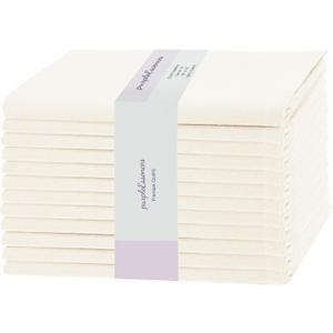PurpleEssences Set of 12 Cloth Dinner Napkins 100% Cotton 18x18 Inch - Soft Durable Washable - Ideal for Farmhouse Party Spring Easter Summer - Perfect Everyday Use Table Linen - Cream