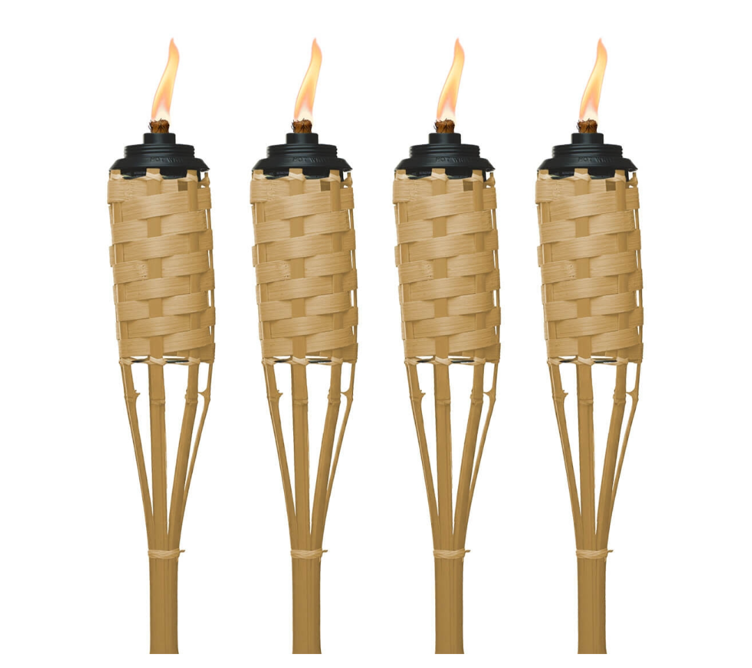 4 Pack - Weather Resistant Luau Bamboo Torches