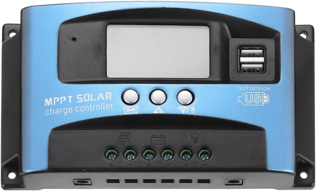 MECCANIXITY MPPT Solar Charge Controller 30A Solar Panel Charger 12V/24V Auto Adaptation Intelligent Regulator with LCD Display Dual USB Port Timer Setting