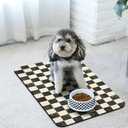Dog Food Mats for Floors Waterproof, Pet Water Bowl Mats Pet Feeding Absorbent Placemats Plaid 16 * 24 inch