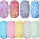 Timgle 9 Skeins Scrubby Yarn for Dishcloths Rainbow Sparkly Yarn for Crocheting Knitting Dishwashing Dishcloths Craft Project(Light Color)