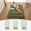 Zelladorra Japanese Floor Mattress, Futon Mattress with Portable Storage Bag and Washable Cover, Roll Up Thick Tatami Mat Suitable for Camping, Guest Room, Green, Twin