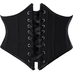 Scarlet Darkness Corset Belt for Women Floral Lace Up Boned Underbust Corset Waist Belts (16, Black)