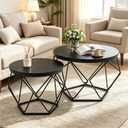 DUMOS Round Coffee Table Set of 2, Nesting Tables for Living Room Home, 2 pack