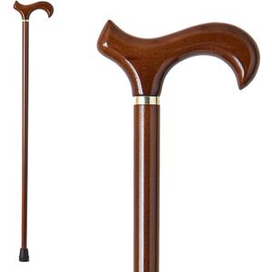 GUYUE Handmade Wooden Walking Cane for Men and Women Ergonomic Wood Cane for Seniors Better Rubber Tips - 37 Inches