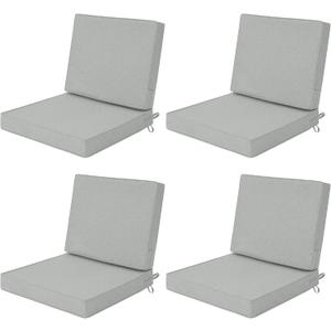 Outdoor Chair Cushions Set of 4, 22 x 22 Inch, Light Grey, 22" x 22" 4 Pack