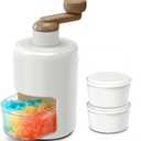 KEOUKE Manual Ice Shaver Portable Snow Cone Machine Shaved Ice Maker Ice Crusher with Free Ice Boxes (Brown 2 Ice Box)