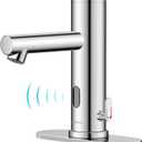 Achelous Automatic Touchless Bathroom Sink Faucet with Deck Plate,Hands Free Infrared Sensor Basin Faucet with Temperature Control, Battery Powered Sensor Bathroom Tap,Chrome