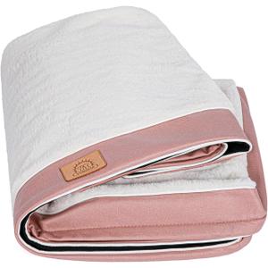 Sunheir Extra Large Washable Dog Bed Covers Soft Plush Replacement, Waterproof Dog Bed Liner, Pet Bed Cover with Zipper 41x27x3 Inches, Pink, Cover Only