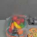 100 PCS Cutting Play Food Toy for Kids Kitchen, Pretend Food Toys for Toddlers, Play Kitchen Toys Accessories with 2 Baskets, Fake Food/Fruit/Vegetable, Birthday Gifts for 3 4 5 Years Old Boys Girls (Blue)