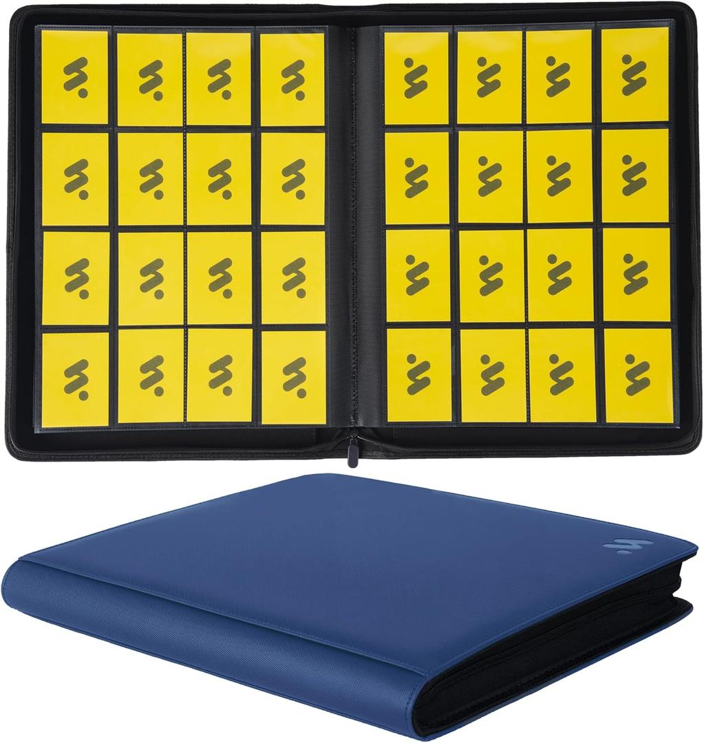 MORABTO Premium 1000+ Pockets Card Binder,16 Pockets Trading Card Binder Ringless Side Loading Trading Card Album Folder for TCG Blue