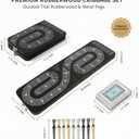 Foldable Wooden Cribbage Board Game Set - Unique S-Shaped 3 Track Black Cribbage Board with Storage, 9 Metal Pegs & Playing Cards - Portable Travel Board Game for Adults, Kids & Seniors