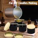 24-Pack 4oz Candle Tins with Wood-Grain Printing Lids, Metal Candle Jars for Candle Making, Bulk Empty Containers for Beginners & DIY Storage - Wood Black