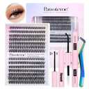 Pawotence Lash Extension Kit DIY 280pcs Individual 30D 40D Cluster, Eyelash Bond and Seal, Lash Remover & Tweezers for Self Use, Black (30D&40D, 9-16mm, All Kit)
