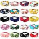 AHONEY 20 Pack Headbands, No Slip Fashion Head Bands / Wrap diademas para mujer de moda Boho Knotted Cross Elastic Twisted Floral Bandeau For Womens Girls