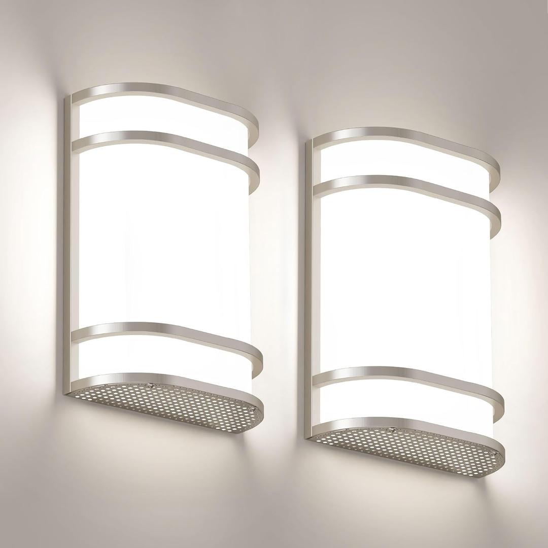 Led Wall Lights Indoor- 2 Pack Modern Wall Sconce Lighting 3000K/4500K/6000K Adjustable Led Wall Lamps for Hallway, Staircase, Corridor, Bedroom, Living Room, Kitchen