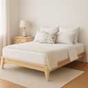 Merax King Size Bamboo Platform Bed, Mid-Century Modern Bed Frame with Wood Slat Support, No Box Spring Needed, Easy Tool-Free Assembly, Natural