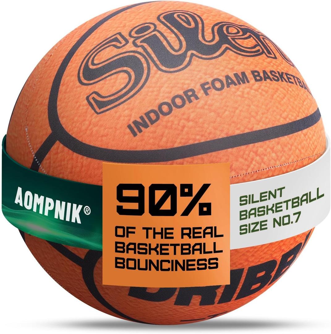 Silent Basketball. 2025 Pro PU Dribble Dream Foam Basketball, Quiet Dribbling Indoor Ball for Training Home & Indoor Activities - Official Size 7 (29.5") with Ball Sleeve
