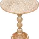 End Tables for Living Room– SideTables for Small Spaces, Modern Accent Nightstand with Hand-Carved Top & Solid Wood Tables for Living Room, Bedroom, Office – 18x22 White wash, 18x22 - Pillar Table