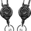 MNGARISTA 2-Pack Retractable Keychain, Heavy Duty 10 OZ Retraction 3K Carbon Fiber ID Badge Reel, Carabiner Badge Holder Hook Upgraded 31.5" Stainless Steel Cord Lanyard with Clip Strap and Key Ring