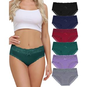 Aijolen Cotton Underwear for Women Breathable Lace Bikini Panties Ladies Hipster Underpants, Size: M