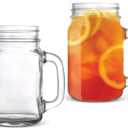 MEM WORLDSHOP 16 oz Regular Mouth Drinking Jars - (2 PACK) - Drinking Mason Jars Regular Mouth Mugs with Glass Handles