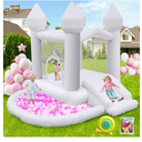 FBSPORT White Bounce House, Inflatable Bouncer with Air Blower,Indoor & Outdoor Bouncy Castle with Big Ball Pit for Wedding Party Kids Birthday Party, Easy to Install