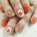 Fall Press on Nails Short Square Fake Nails with Glue Glitter Maple Leaf Acrylic Nails Supply Full Cover Gold Glossy Autumn Leaf False Nails for Women Girls DIY Thanksgiving Nail Decoration