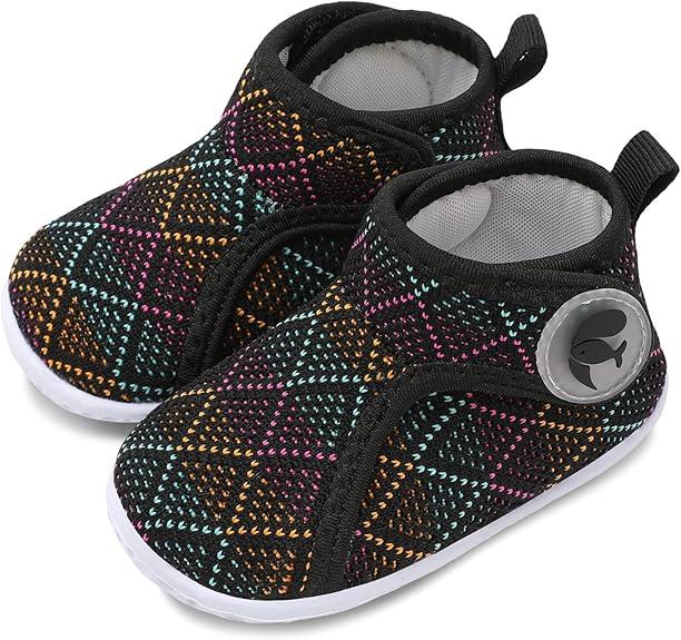 FEETCITY Lightweight Baby Sock Shoes Baby Walking Shoes Boys Girls Infant High-Top Shoe 12-18 Months (Grey White)