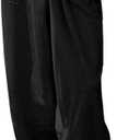 Peaceglad Cotton Linen Harem Pants with Pockets Palazzo Pants for Women Causal Cropped Wide Leg Trousers (Medium, Black)