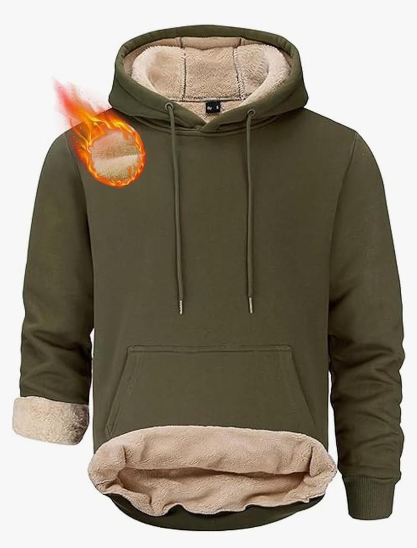 STICKON Men's Fleece Hoodies Warm Pullover Drawstring Hooded Sweatshirts Simple Casual Basics Thick Hoodie, XL