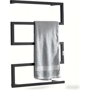 Heated Towel Warmer Rack for Bathroom, Electric Heated Towel Rack with 2/4H Timer, Stainless Steel Towel Rail Wall Mounted Waterproof Towel Heater, Sliver,Hardwired (Black)