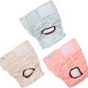 CuteBone Dog Diapers Female Washable Large 3 Pack Reusable Doggie Diapers Puppy Period Pants for Doggy Heat Cycle Peeing, L