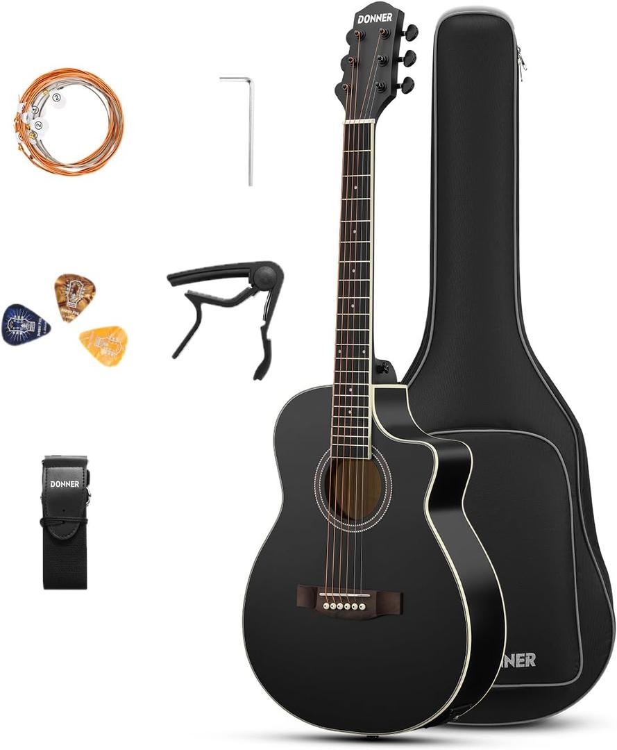 Donner 3/4 Acoustic Electric Guitar 36'' with Built-in Pickup & Tuner