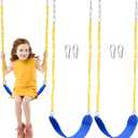 TURFEE 2 Pack Swing for Outdoor Swing Set, Swing Seat Replacement Kit with 66" Heavy Duty Chains, 4 Snap Hook for Kids Outdoor Play Playground, Trees, Playground (Blue)