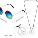 Norme 4 Pcs Hippie Costume Set Tie Dye T Shirt Peace Necklace Headband and Sunglasses for Theme Party (XL)
