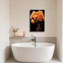 ZSHARTSWD African American Canvas Wall Art Black Woman with Flowers on Head Picture Abstract Black Girl Painting Prints for Girls Room Bathroom Decor Framed (Orange, 20L x 16W)