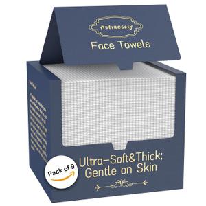 9 PACK XL Disposable Face Towel, 10 * 12 Inches Face Towels Disposable, Extra Thick, 450 Count Cleansing Facial Towel Dry Wipes
