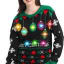 MGparty Ugly Christmas Sweater for Women 2025 Christmas Cute Light Up Sweaters Holiday Party Novelty Funny Pullover (Medium, Black)