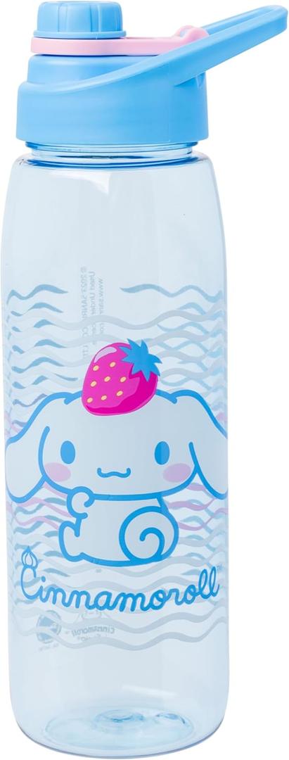 Silver Buffalo Sanrio Hello Kitty and Friends Cinnamoroll with Strawberry Water Bottle with Screw-On Lid, 28 Ounces (27.1 Ounces)