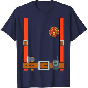 Fireman Halloween DIY Firefighter Uniform Costume Dressup T-Shirt, Size: Large