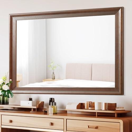 Amazon.com: Tanmicoshomy Wood Bathroom Mirror 24 x 36 Inch, Solid Wood Framed Rectangle Mirrors with Tempered Glass for Living Room Bedroom Office or Entryway (Brown, 24x36in) : Home & Kitchen