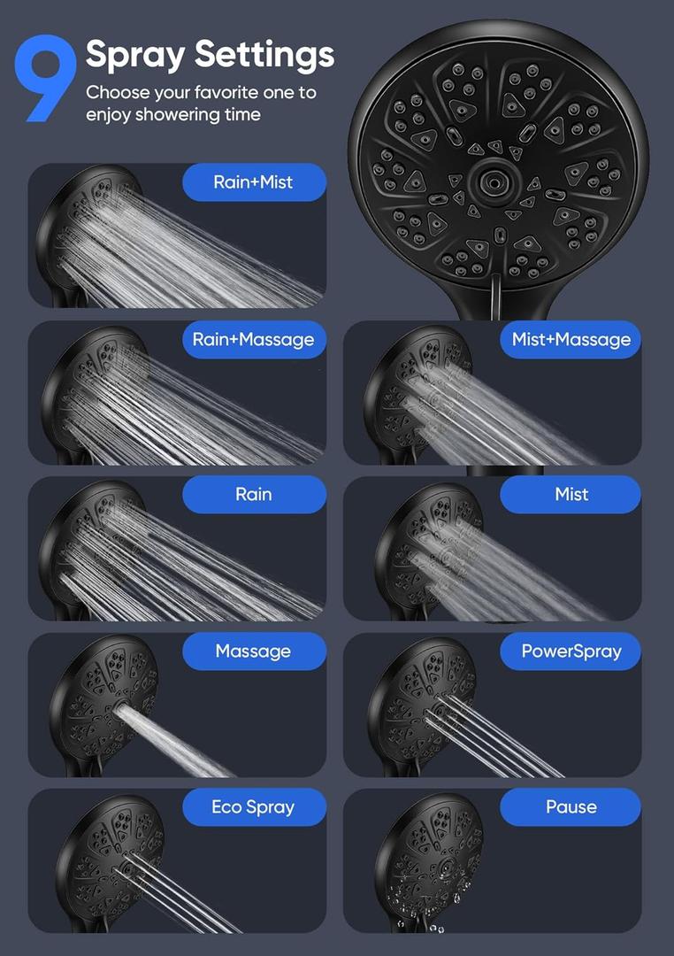 Rain Shower Head with Fixed Showerhead