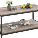 Yaheetech 39.5" 2-Tier Coffee Table with Storage Shelve, Industrial Gray Coffee Table, Easy Assembly, Wooden Center Tables for Living Room & Small Space, Gray (Grey)