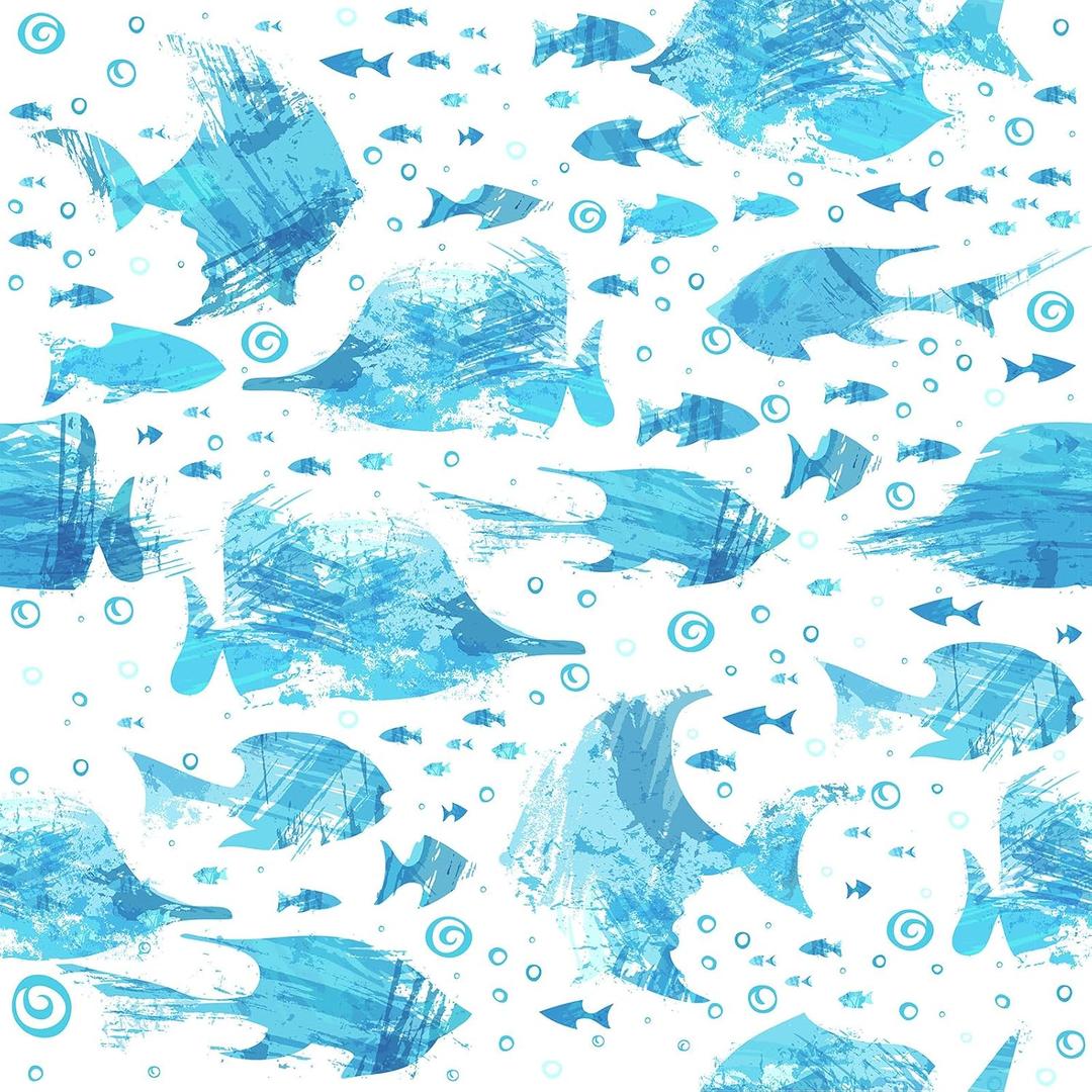 2 x Blue Fish Abstract Wallpaper 17.3"x 120" Peel and Stick Wallpaper Self-Adhesive Contact Paper Waterproof Vinyl Removable Wall Paper for Children's Room,Bedroom,Cabinets,Living Room