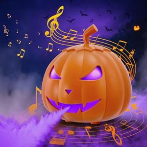 TCFUNDY 800W Pumpkin Fog Machine with Bluetooth Speaker, Smoke Machine Fogger with 12 Colors LED Lights, Fog Maker with Remote and Refill Indicator for Halloween Decor Haunted House DJ Party Stage